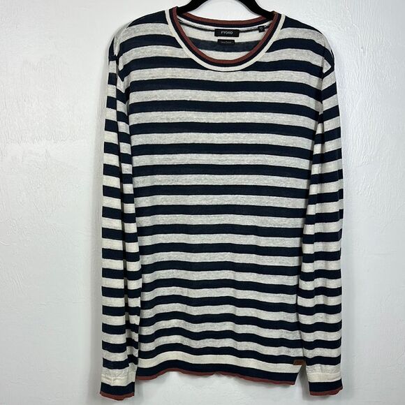 Fyord Linen Cotton Striped Long Sleeve Crew Neck Shirt Size 3XL - Picture 1 of 7
